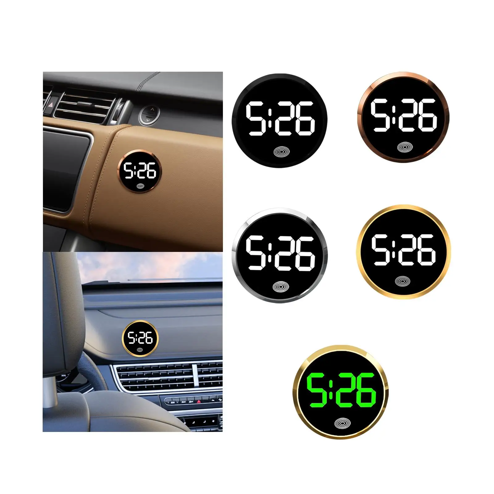 Round Compact Electronic Car Clock Intuitive Interface Smart Table Clock for Dashboard SUV Sedan Truck Interior