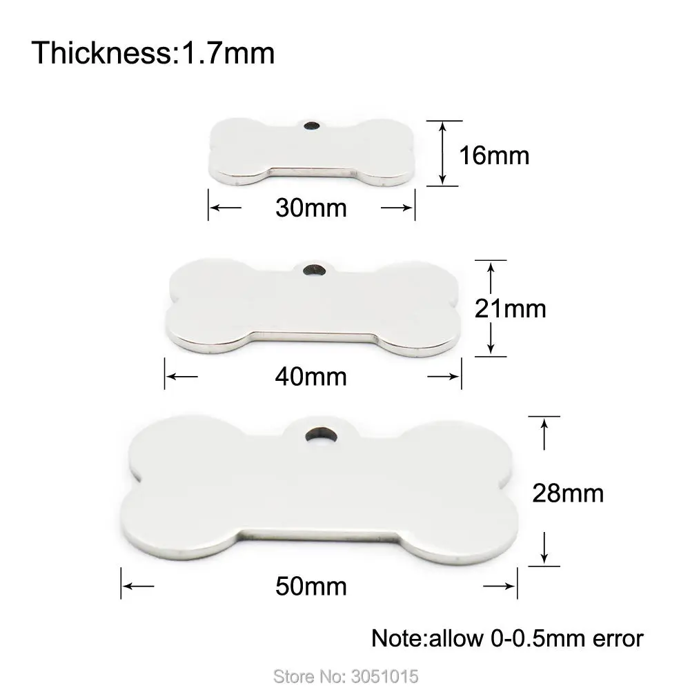 wholesale 100pcs Bone Pet ID Tag Blank Engraved Stainless Steel Pet Supplies cat collar accessory DIY name pendant Personalized