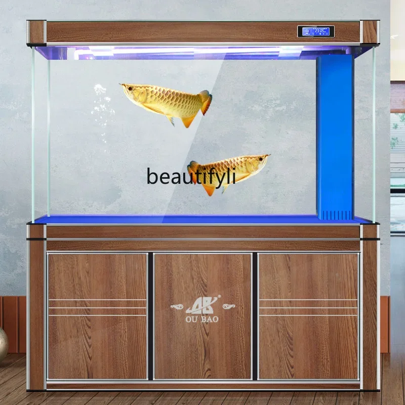 Intelligent ultra-white glass arowana tank  large and medium-sized living room bottom filter water-free  borderless Chinese