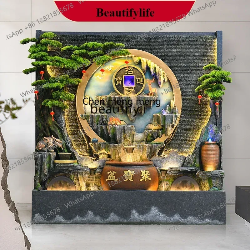 G153 Water curtain wall fountain landscape flowing water ornament circulating water office decoration housewarming opening gift