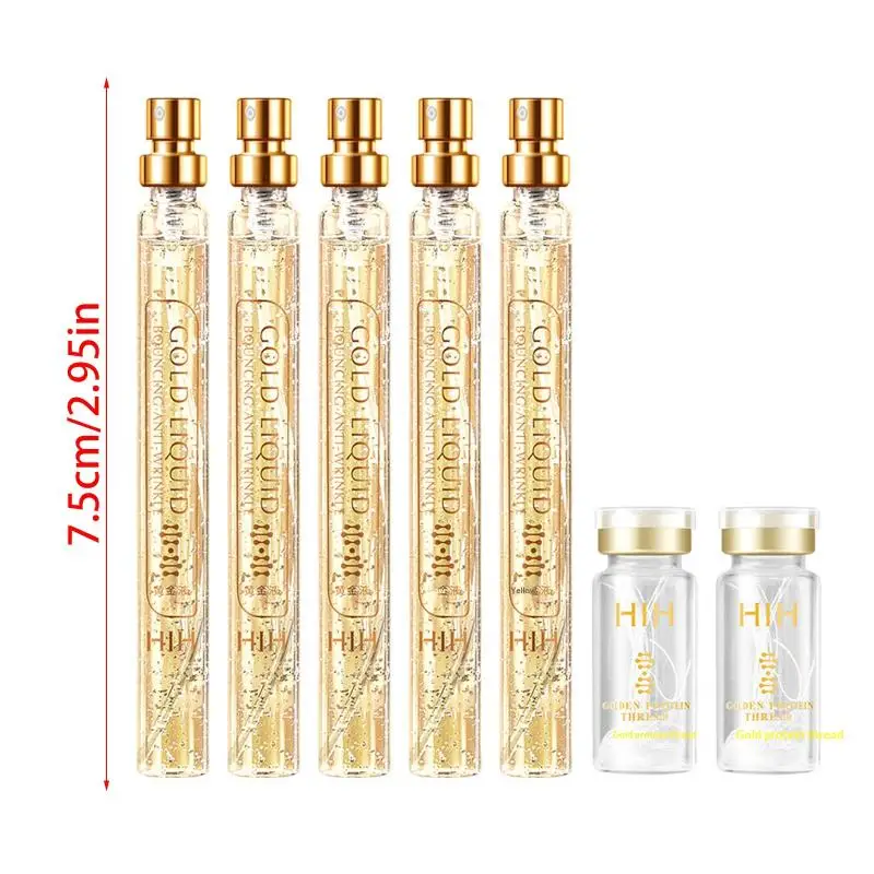 Soluble Face Lifting Threads Collagen Facial Serum Set Golden Protein Peptide Liquid For Face Lifting Tightening Anti-Wrinkle
