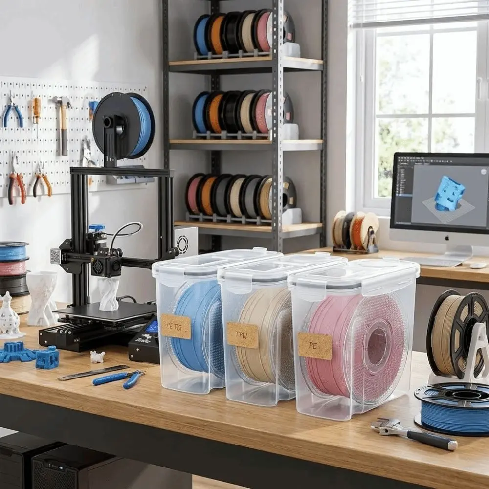 4Pcs Airtight 3D Printing Filament Container Dustproof Transparent 3D Printing Filament Storage Box Waterproof Portable