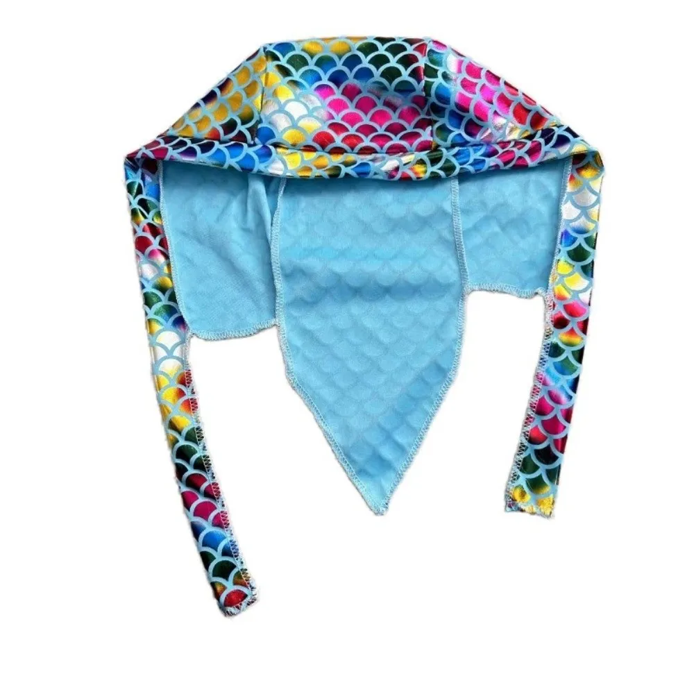 New Shiny Fish Scale Print Bandana Hat Quick Dry Breathable Pirate Hat Elastic Comfortable Sun Protection Cap Outdoor Activities