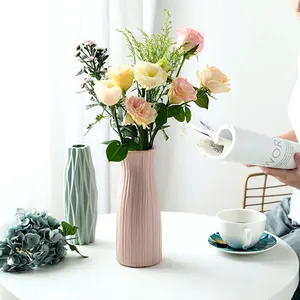 1PC Modern Flower Vase White Rose Blue Plastic Basket Nordic Home Room Decoration Ornament Arrangement Flower 11 Main Sales Flower Vessels for Decoration - №5