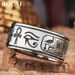 BOCAI S925 Sterling Silver Rings New Fashion the Gods of Egyptian Totem Argentum Punk Domineering Hand Jewelry for Men