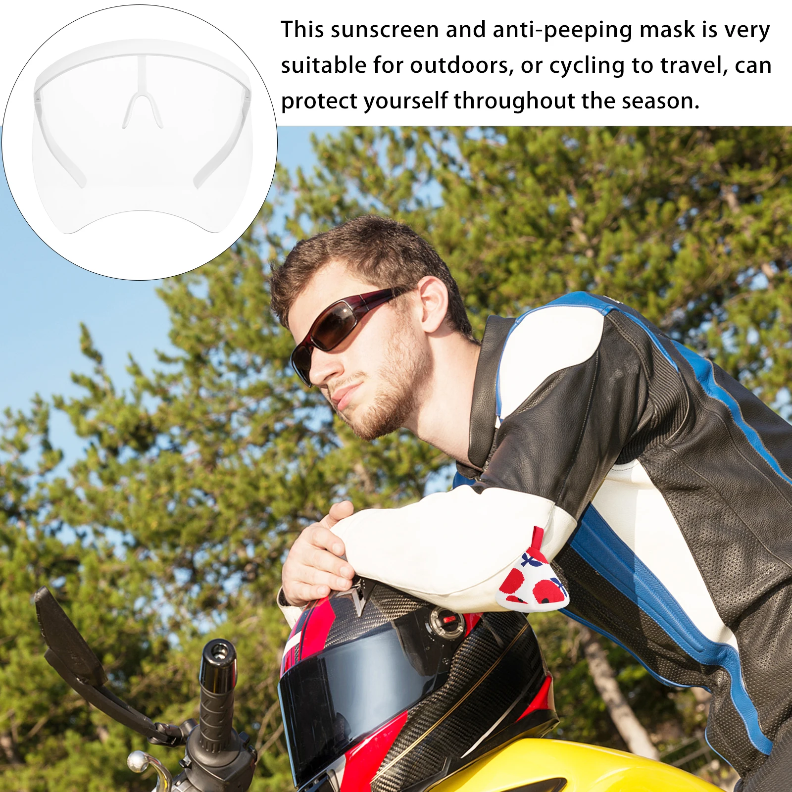 1 قطعة غطاء الوجه الكامل حملق قناع مكافحة الضباب الرياح برهان الشمس التظليل قناع مع مخدات أنف للنظارة في الهواء الطلق نظارات واقية للدراجات النارية #6