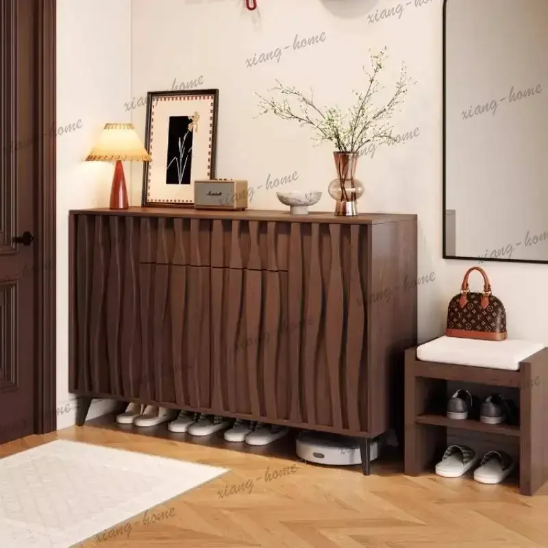 LD Nordic Wooden Shoe Cabinet Modern Italian Style Organizer Living Room Shoe Rack Space Saving Szafka Na Buty Furniture