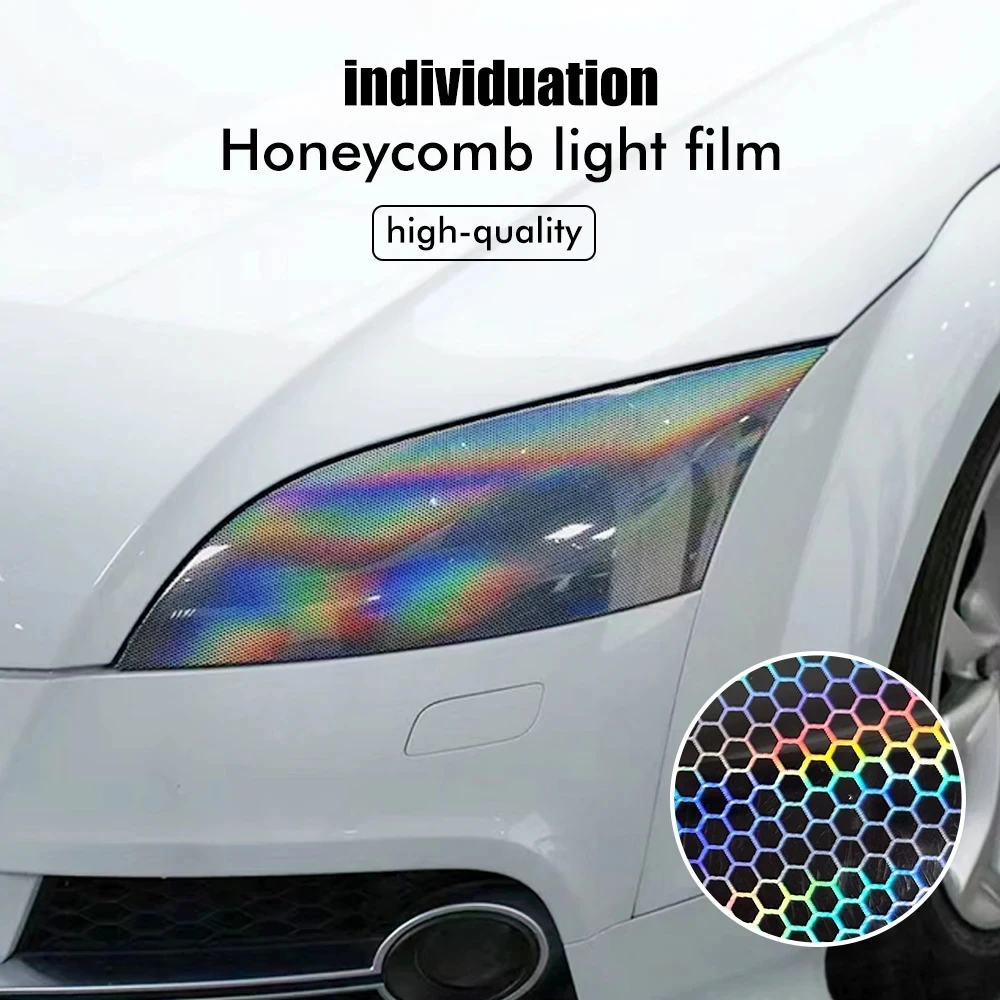 Car Motorcycle Vinyl Wrap Foil Laser Honeycomb Headlight Taillight Tint Film Modify Color Changing Stickers Car Styling