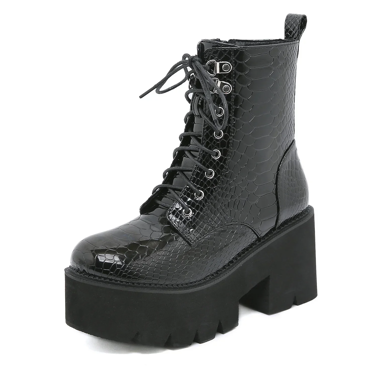 Bottes de moto à talons ultra hauts pour femmes, style gothique, rivet sexy, cuir souple noir, plateforme, talon épais, punk, chevalier