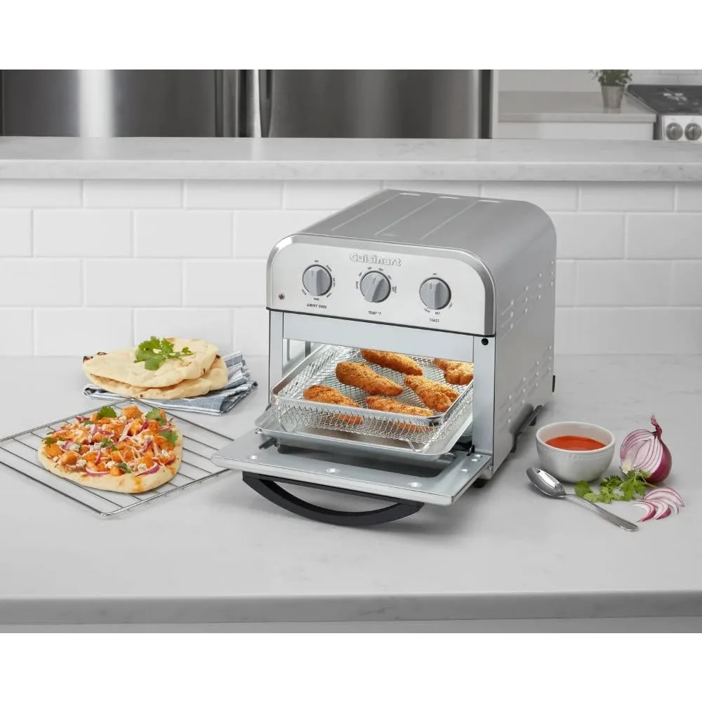 Cuisinart-freidora de aire compacta TOA-26, horno tostador, Motor de 1800 vatios con funciones 6 en 1 y amplio rango de temperatura