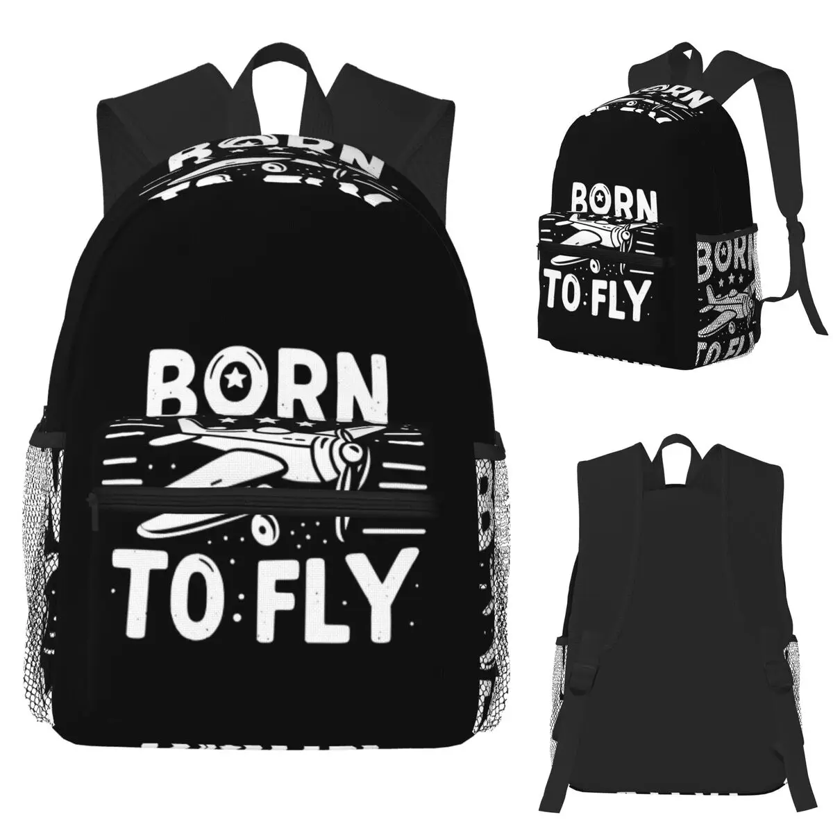 

Born To Fly Flight Pilot Student Backpack School Bag Hiking Travel Daypack for Men Women Fashion Bookbag Shoulder Bags