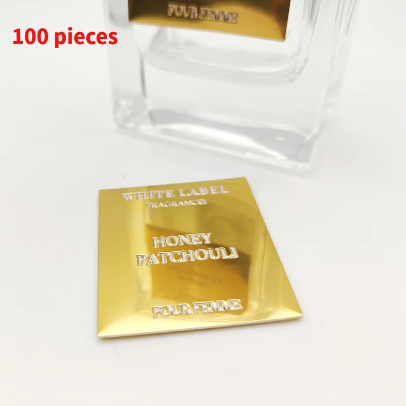 

10 0.Zhang.Custom.customized perfume bottle white metal nameplate adhesive sticker labels