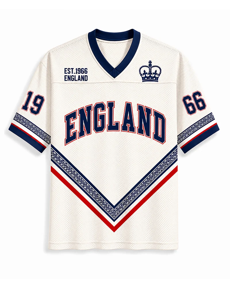 American Retro English Football Niche Mesh 3D Printed Men's and Women's Loose and Breathable Short Sleeves