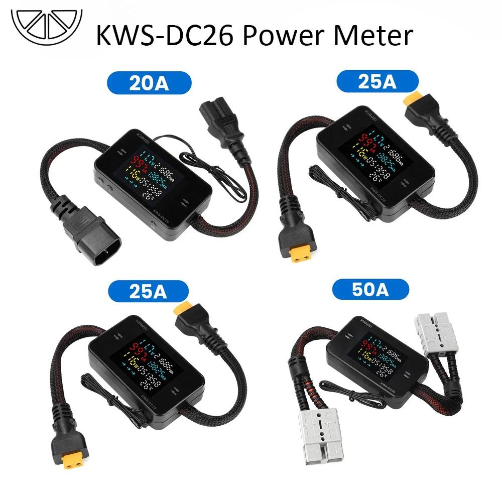 KWS-DC26 DC 8-80V Multifunktionales Leistungsmessgerät LCD Digitaler Batterieladegerät-Tester Spannungs-Strom-Leistungsmesser 20A/25A/35A/50A