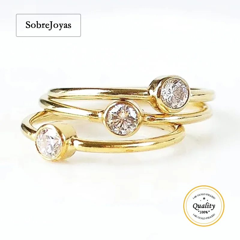 

4 мм белое кольцо с рамкой 3A CZ, 14-каратное позолоченное минималистское кольцо в стиле бохо с цирконом для женщин, золотые украшения