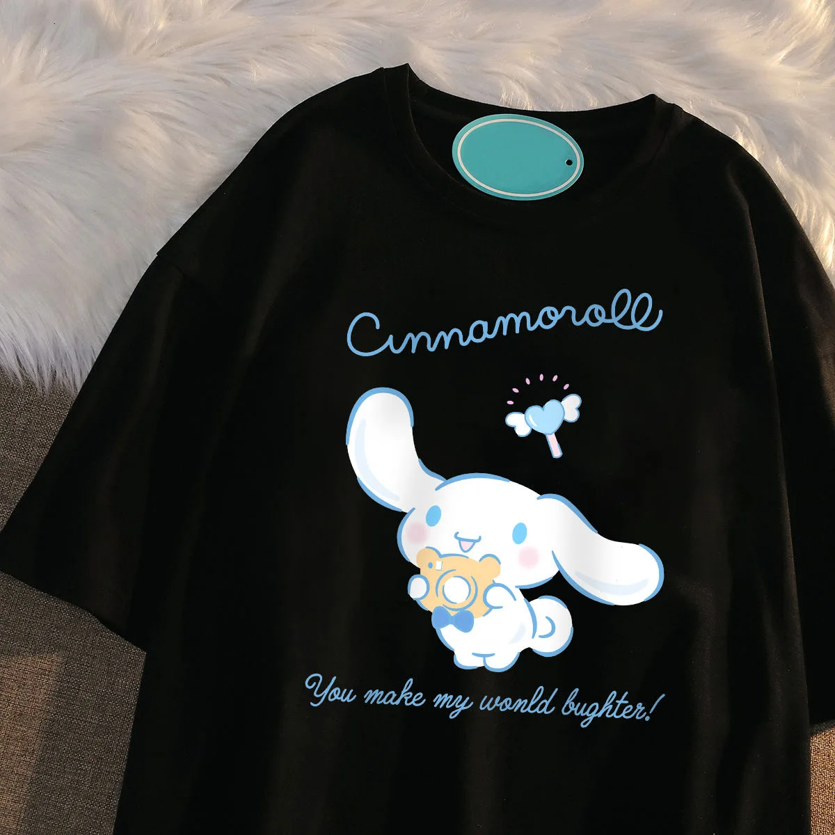 San Li Ou Yu Gui Gou Academy Style Girl Tee Clothing Sanrio Novelty T Shirt Letter Home T-Shirt Personality Aesthetic Tops