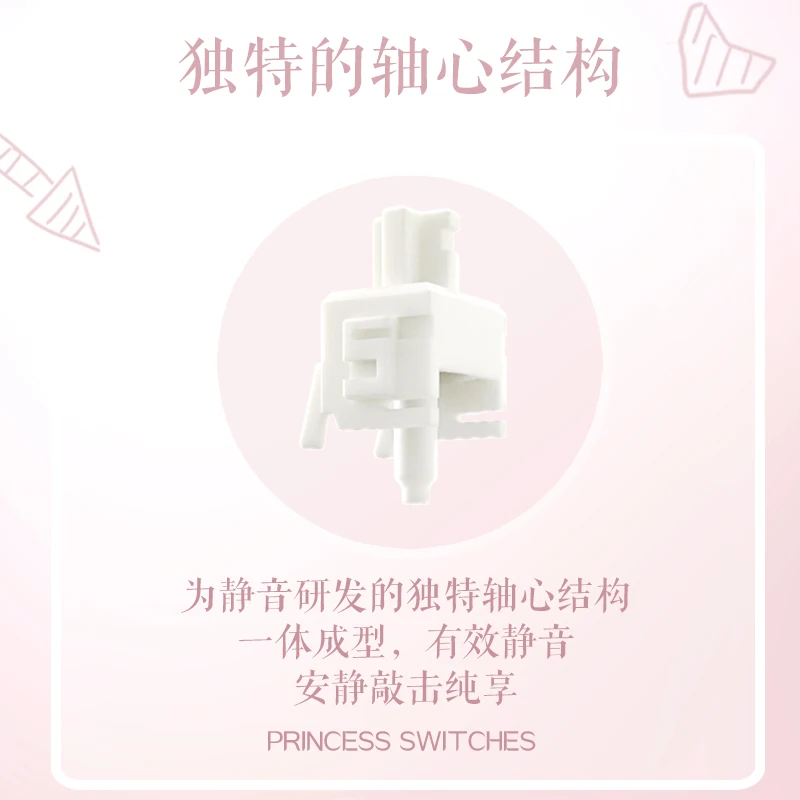 MMD Princess Silent Pink Switch 5 Pin Linear 32g Switches 21mm Spring Lubricated LY PC Mechanical Keyboard Switch Type Fast Mute