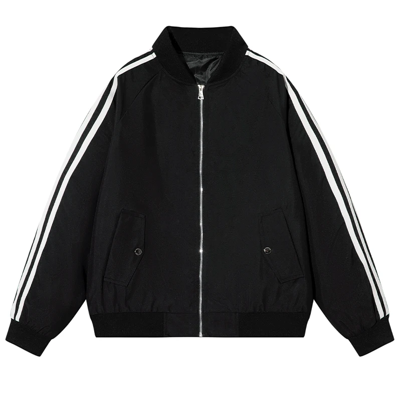 

Весна-Осень 2025: Новая свободная куртка с длинными рукавами и воротником-бомбером из 100% триацетатного волокна, стандартная длина