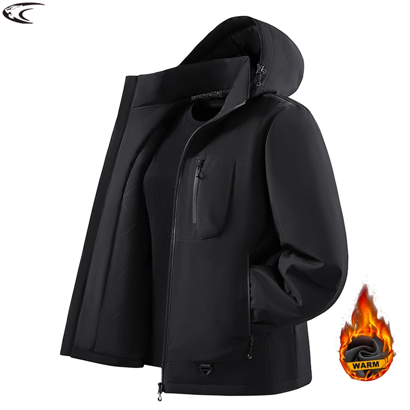 LNGXO Women Waterproof Fleece Jacket Graphene Inner Winter Windproof Thermal Windbreaker Hiking Camping Skiing Climbing Raincoat