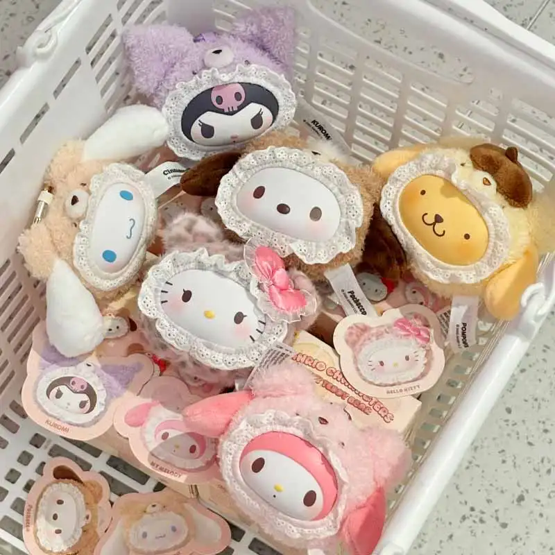 

Sanrio Characters Fluffy Teddy Bear Series Blind Box Toys Ornament Kawaii Doll Backpack Pendant Mystery Box Surprise Fun Gifts