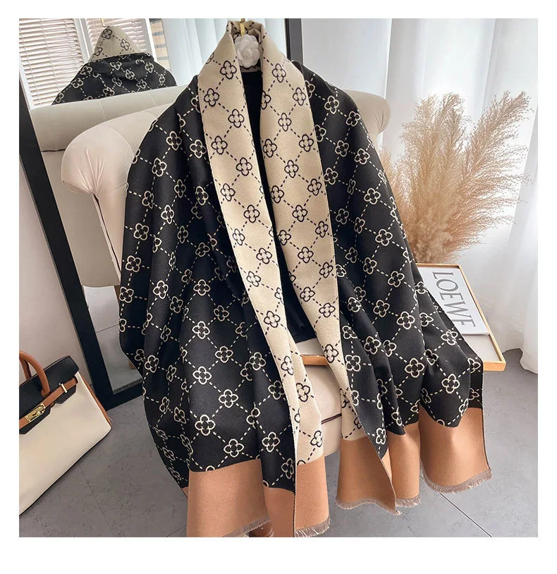 Luxus Winter Dicke Warme Quaste Schal Frauen Kaschmir Schal Und Wraps Pashmina Halstuch Bufanda Weibliche Lange Quaste Echarpe – Detail 2