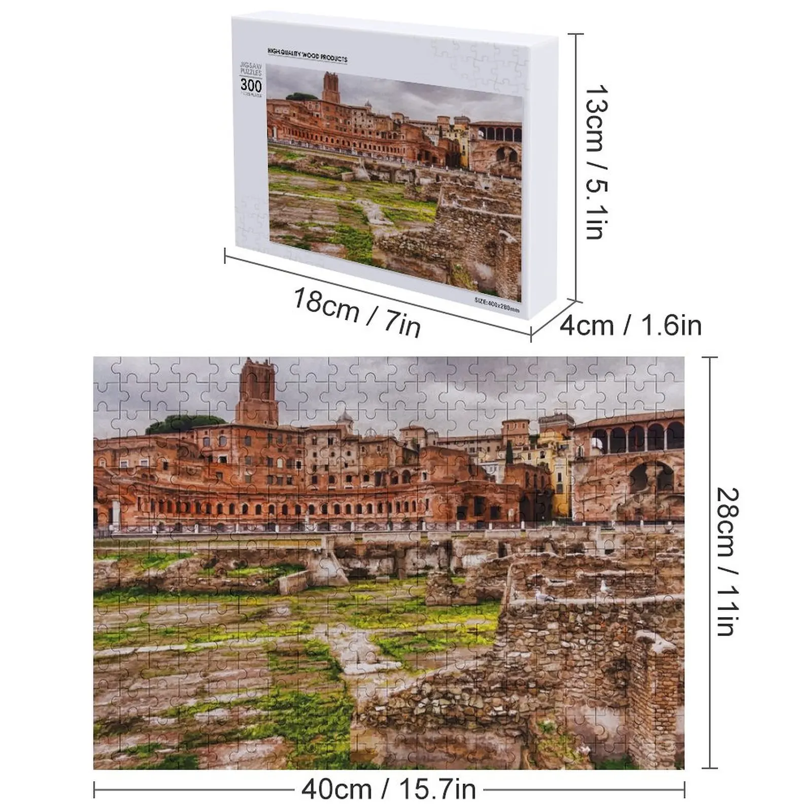 Trajan's Market und Forum – Impressions Of Rome Puzzle-Spiel für Kinder, personalisiertes Geschenk, verheiratetes Holzpuzzle mit individuellem Namen