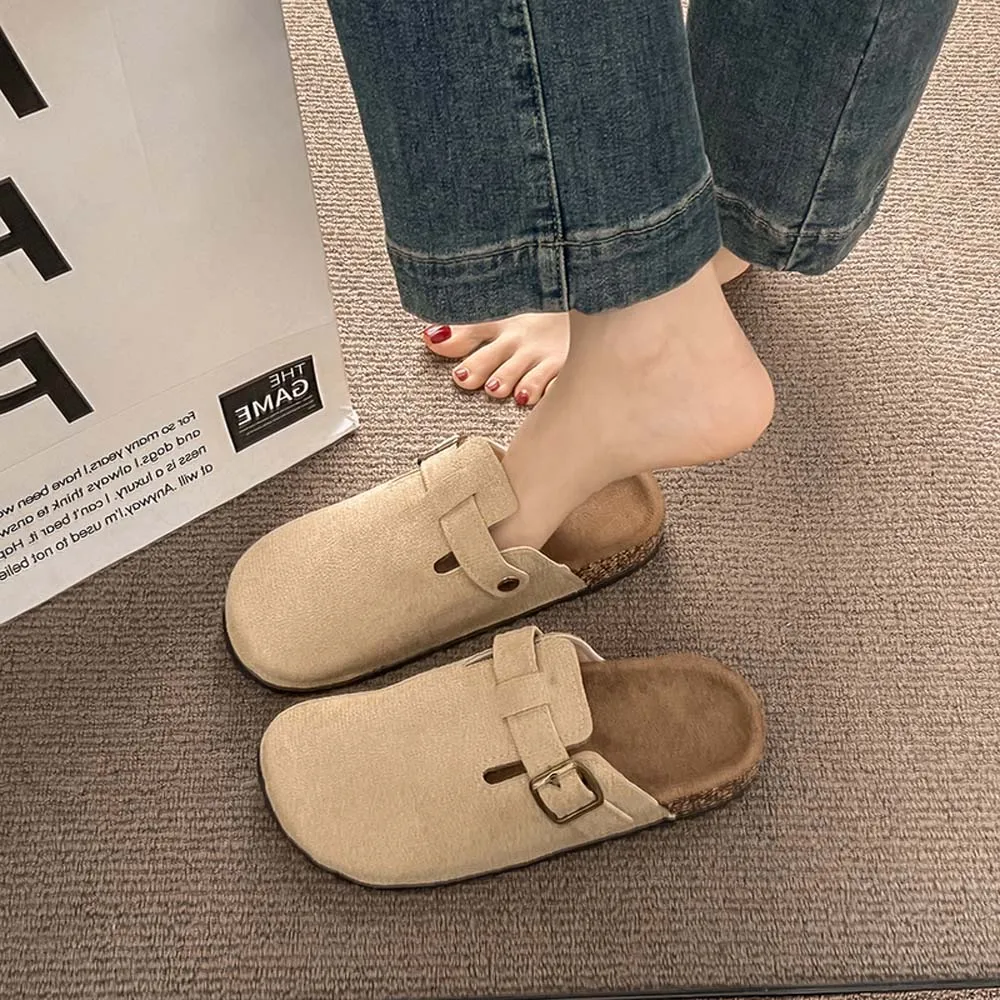 BASATU Suede Clogs for Women Men Mules Cork Footbed Sandals Arch Support Fashion Nonslip Outdoor Flats Beach Slippers Home Shoes