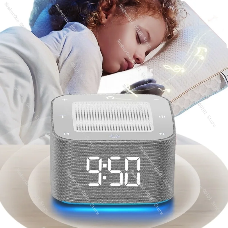 Infant White Noise Sleep Aid Machine, Breathing Light Alarm Clock Speaker, Baby Soothing Device with Music and Night Light