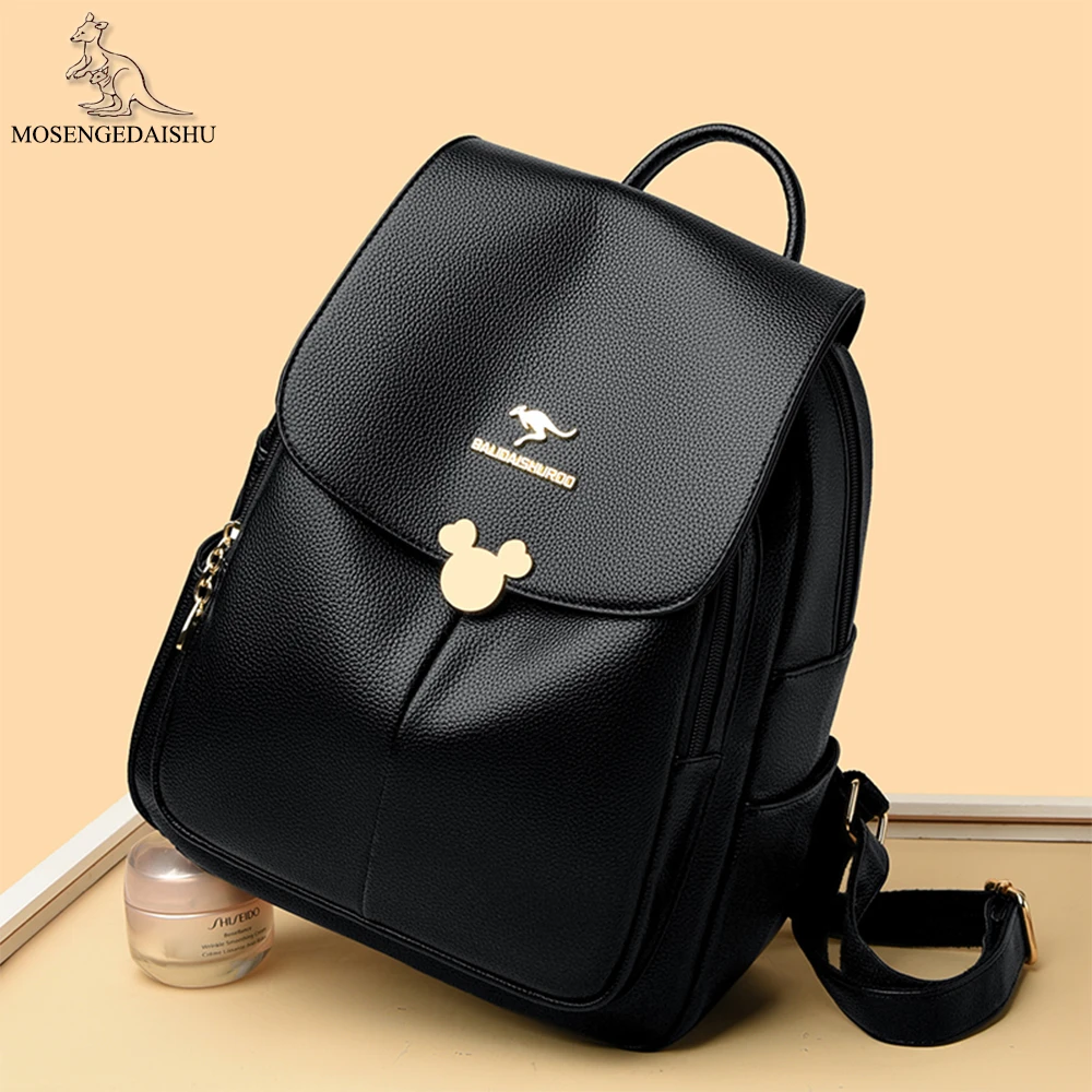 

Women Large Capacity Backpack Purses High Quality PU Leather Female Vintage Bag School Bags Travel Bagpack Ladies Bookbag Bolsos