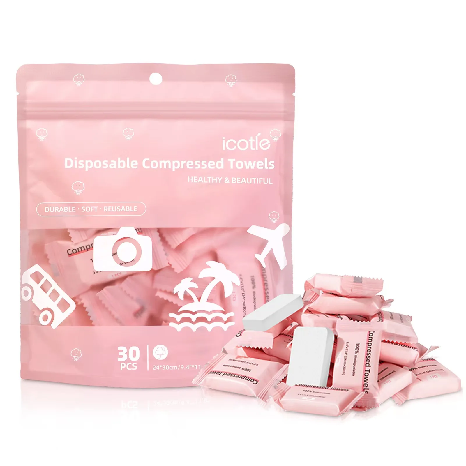 Portable Candy-style Compressed Towels, Disposable Face Cloths, 6/30 Pcs Travel Essentials