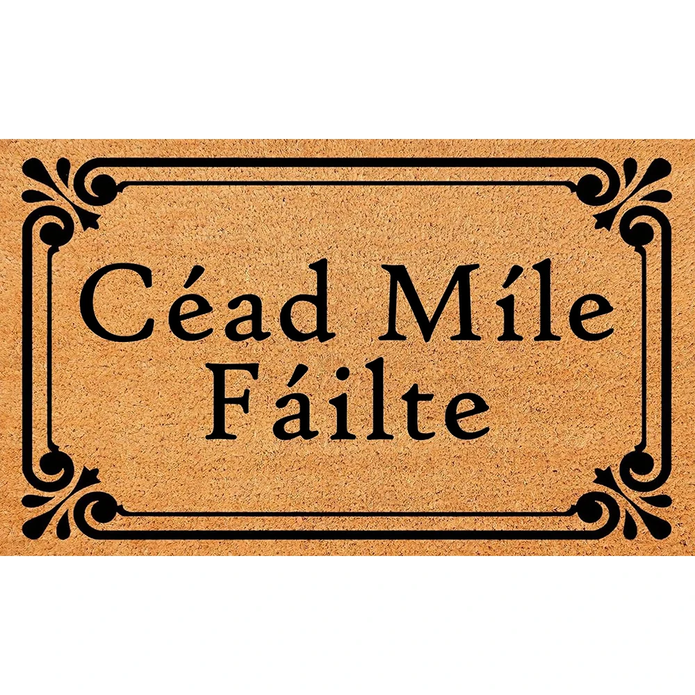Céad Míle Fáilte Doormat Irish Outdoor Non-Slip Kitchen Floor Mat Garage Welcome Door Mat Rubber Carpet