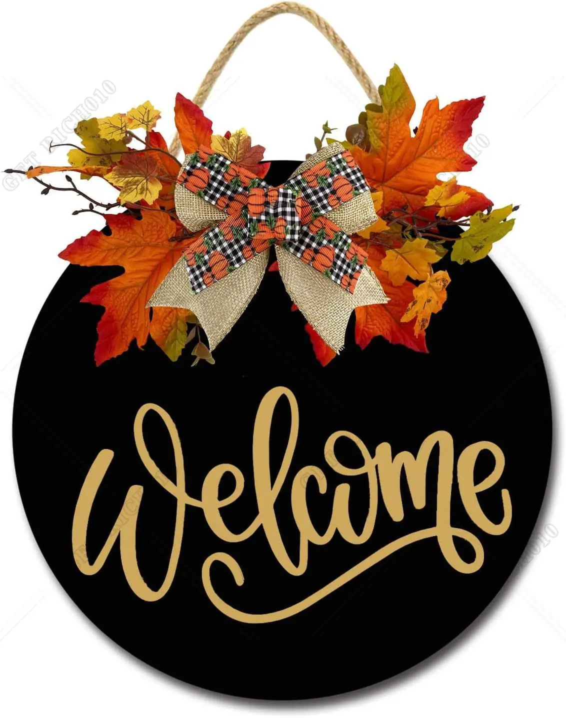 Fall Welcome Sign Halloween Front Door Decor Harvest Autumn Pumpkin Wreath for Wall Thanksgiving Hanger Entry Way Porch Home