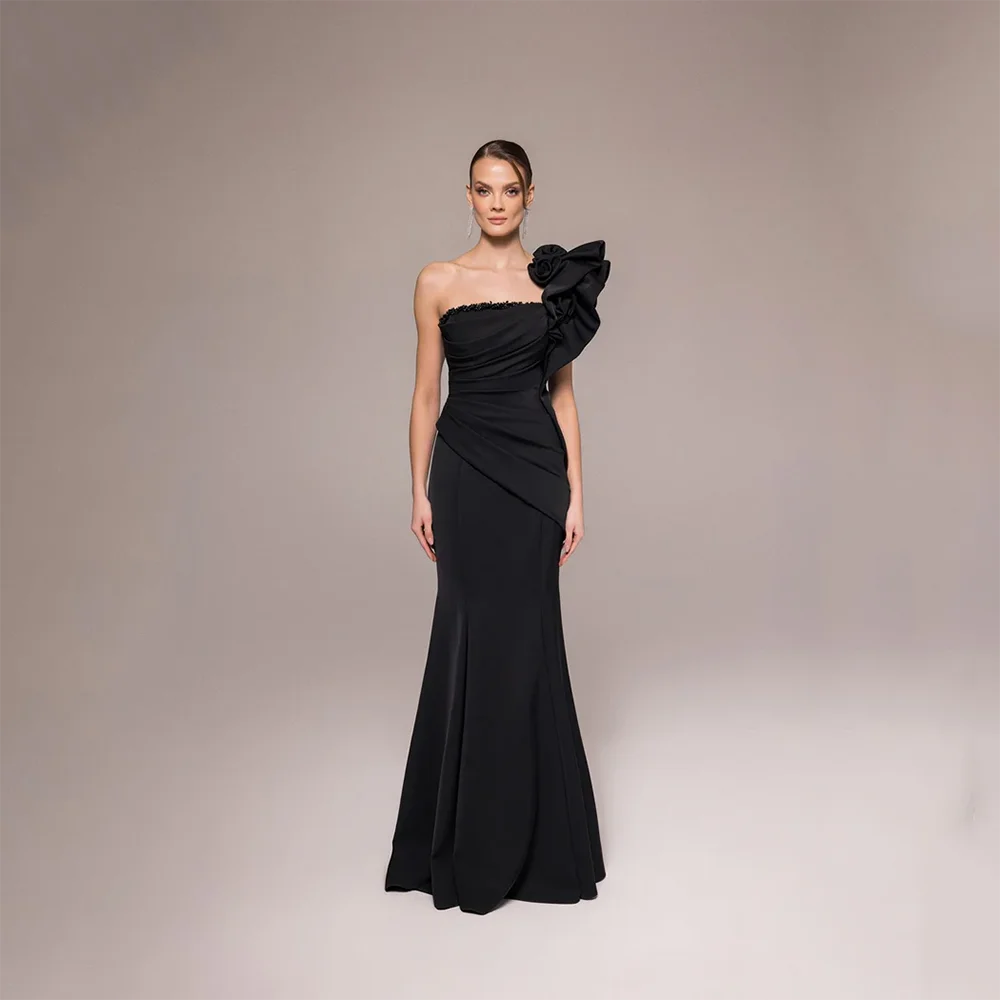 

Simple Black Evening Dresses One Shoulder Sleeveless Mermaid Evening Gowns Floor Length Prom Dresses Dress Customized 2025
