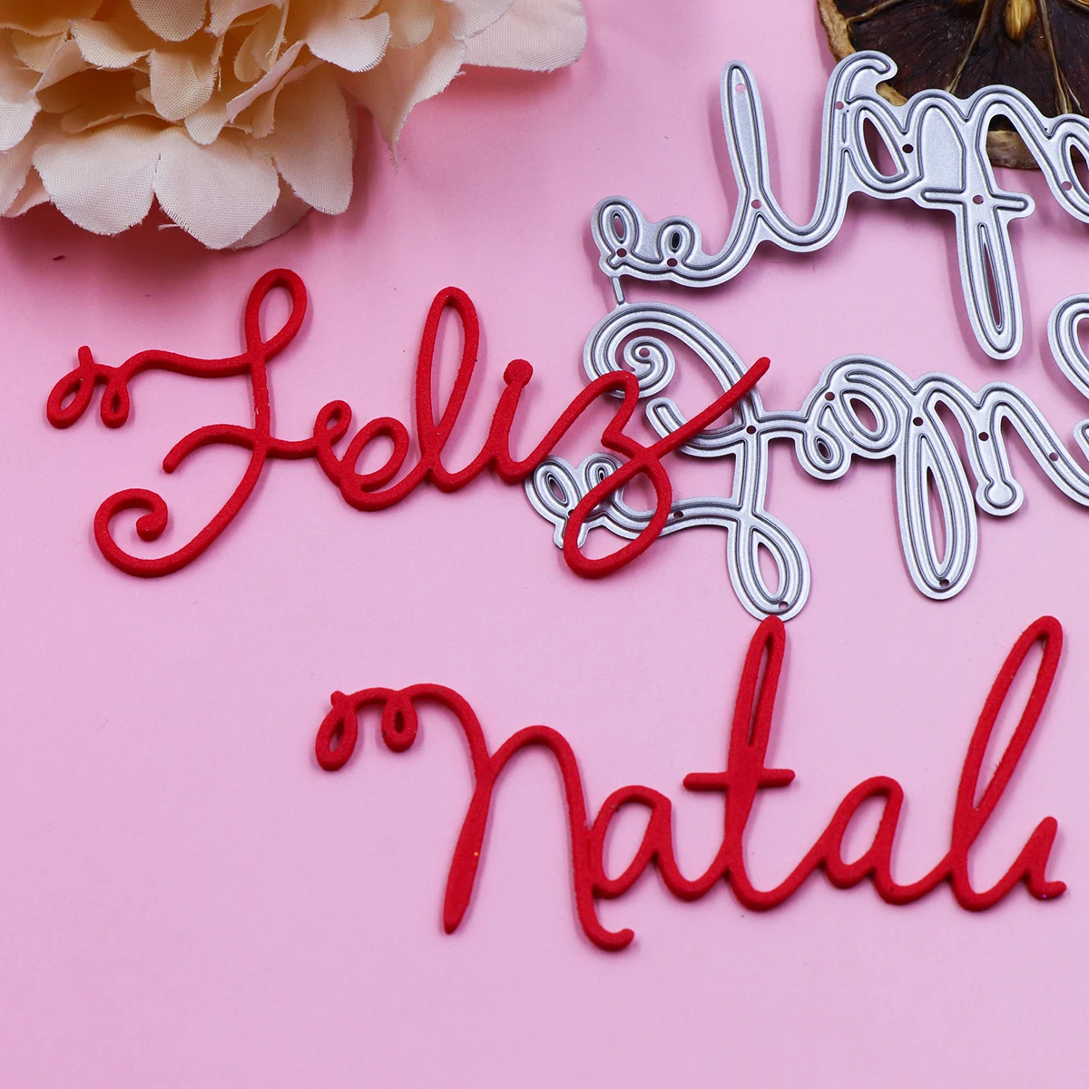 

Portuguese Merry Christmas Metal Cutting Dies for Scrapbooking DIY Album Educational Embossing Greeting Card Die Cuts