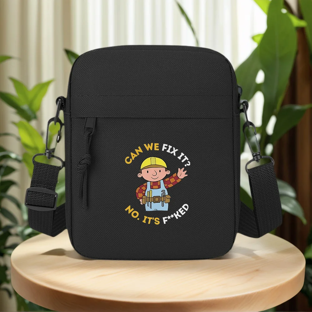 Bob the Builder,fix it,no it's f**ked Men Crossbody Bag Single Shoulder Women Cartoon Anime Film Printing Design Unisex