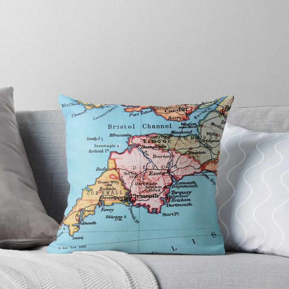 

Devon map UK Throw Pillow Plaid Sofa christmas cushions covers Decorative Cushions For Living Room pillow