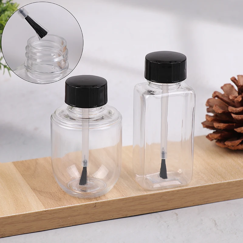 High Quality 30ml Plastic Nail Polish Bottles Refillable Jars Storage Liquid Paints Pots With Brush Empty Containers