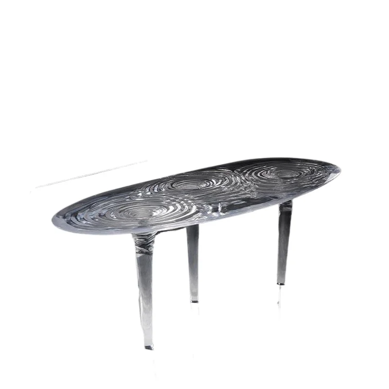 LLMM transparent resin special-shaped crystal tea table modern home living room water ripple coffee table