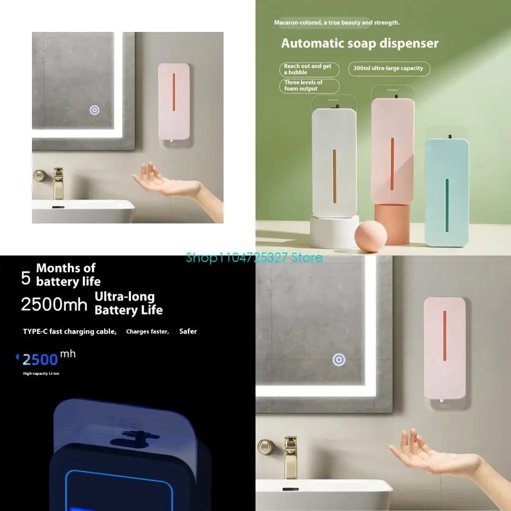D8KF Bathroom Liquid Shampoo Dispenser With Auto Function 3 Output Quantities Visible Easy Installation