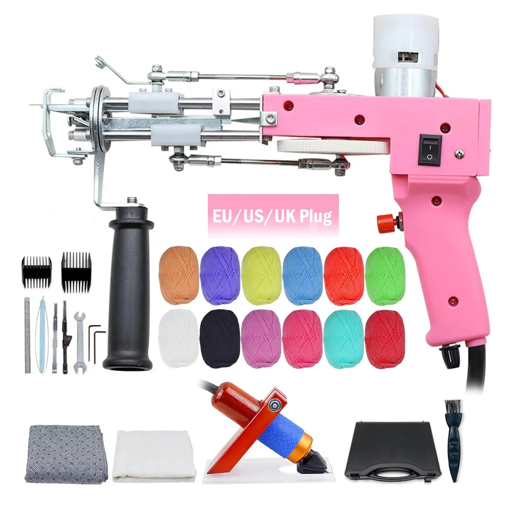 Pistool Tufting Gun Set 2in1 Elektrisch Tufting Gun, 7-21mm Tufting Machine, met Tufting Tapijttrimmer, Stof en Wolgarens
