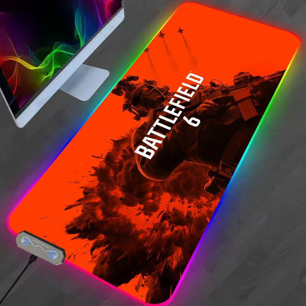 6 Mouse Pad Office Ahooting PC Home RGB LED Light Non-Slip Desk-Mat Battlefield USB Game Large Game Rubber Base Waterproof