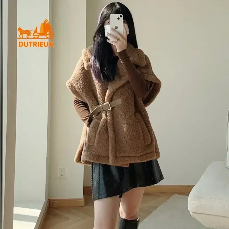 2026 New Teddy Jacket Women, 62%Alpaca 26%Wool 12%Silk,New Winter Warm Sleeveless Wool Short Jacket for Women, Fur Coat Women
