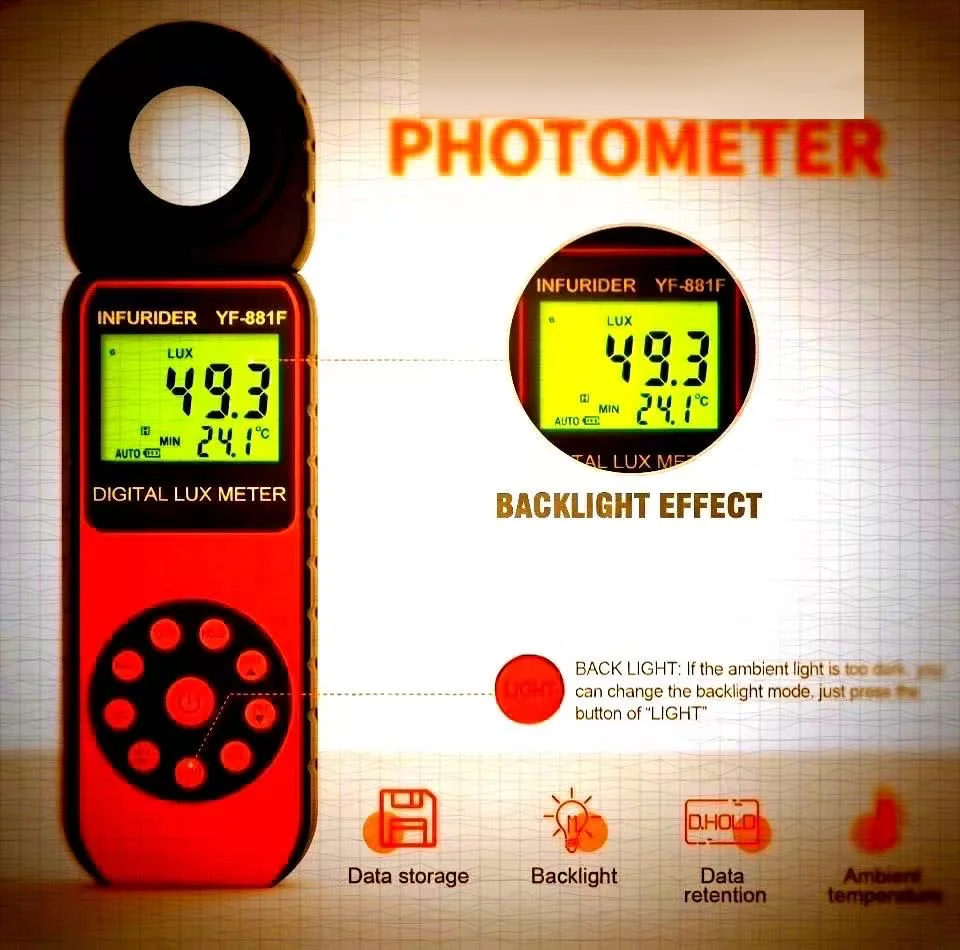 HoldPeak HP-881F Professionelles Digitales Luxmeter Das Ultimative Werkzeug für Genaue Beleuchtungsstärkemessung in Jeder Umgebung