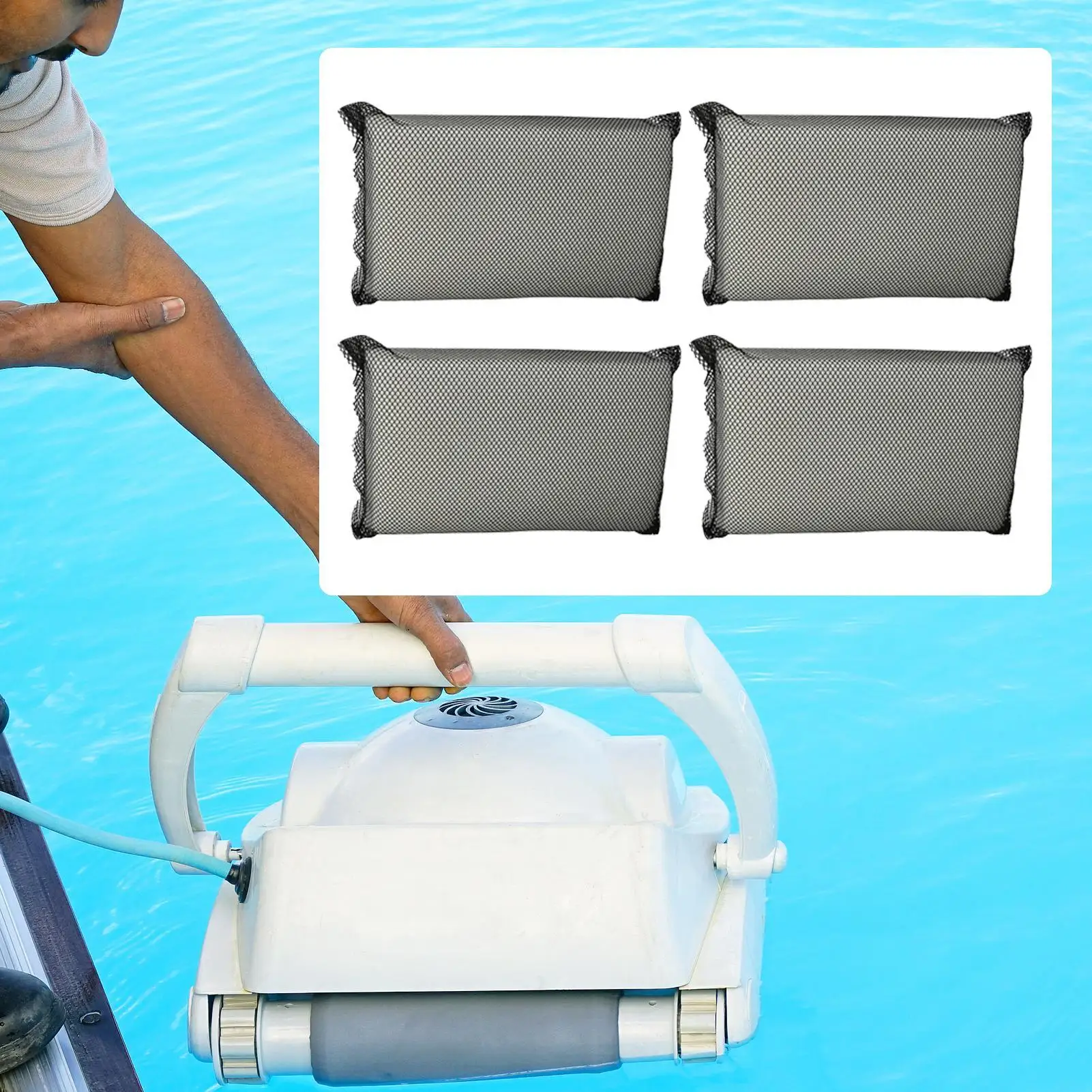 Pool Robot Vacuum Filter Pad 4Pcs/set Robotic Pool Cleaner Fine Filter Household Cleaning Replacement for Debris and Leaves
