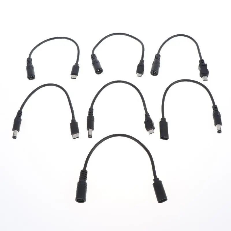 ∘Multi-Function 5.5x2.1mm DC Power Cable Female to Type C Micro Mini USB Male Adapter for Wireless Router