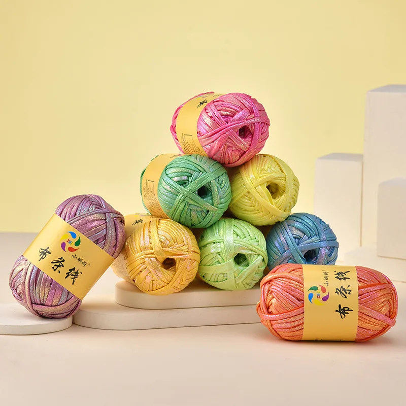 100g Imitation Leather Shiny Crochet Yarn DIY Hand Knitting Yarn Ball for Bag Blanket Cushion T-Shirt Bag Doll Hat Gauze Wire view 4