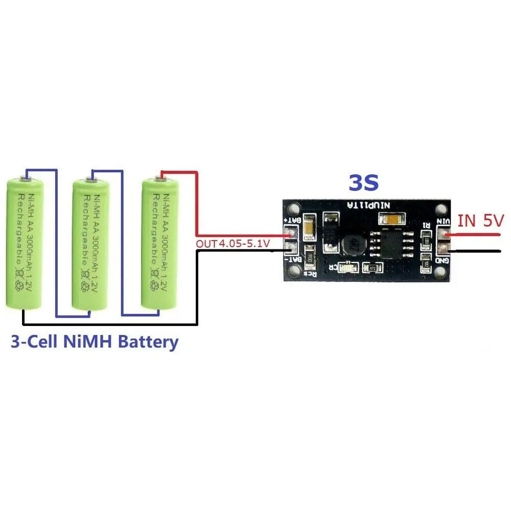 3 Cell Input DC 4.5V-5.5V to 4.05V-5.1V NiMH NiCd Rechargeable Battery Protection