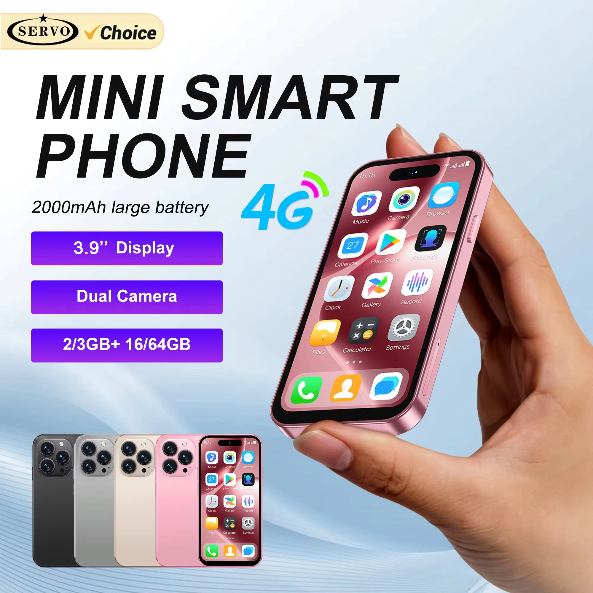 SERVO S16 Mini 4G LTE Cute Smartphone Android 12.0 OS 2/3GB RAM 16/64GB ROM Google Play 3.9