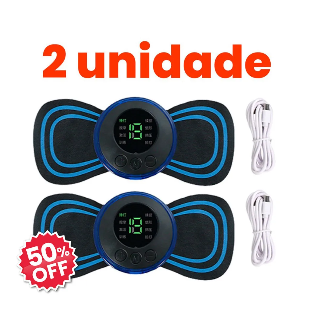 Massageador Elétrico Portátil Recarregável por USB Sem Fio para Dor Muscular no Pescoço, Pernas e Costas