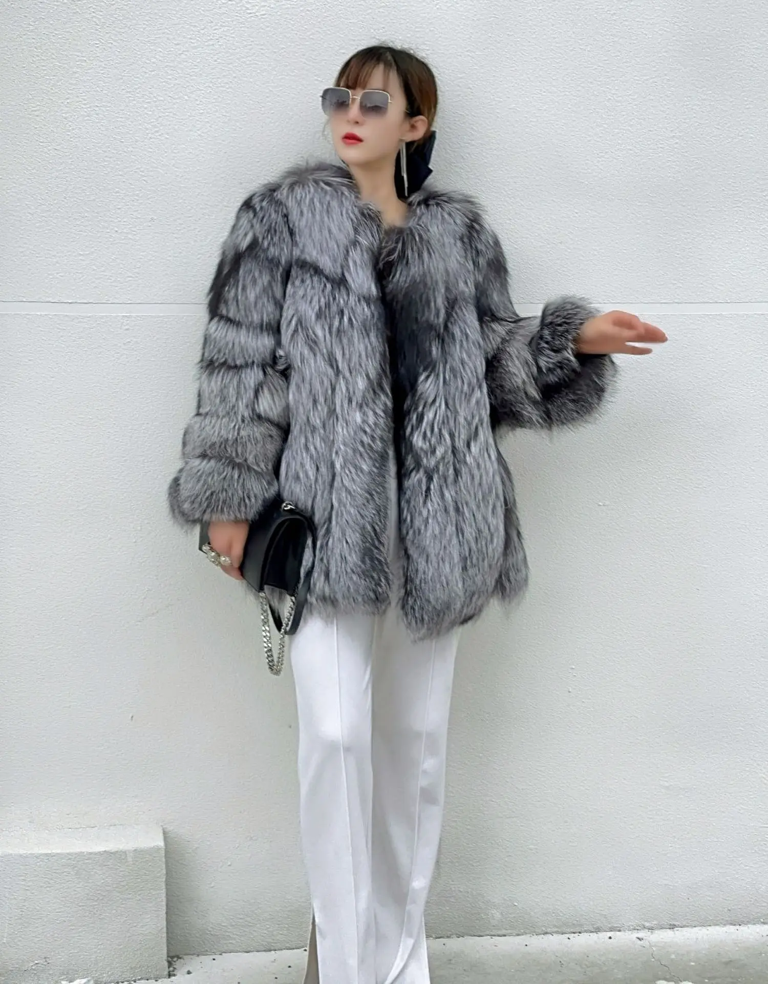 FURSHEHE 2024 Real Fur Coat Women Winter Natural Fox Fur Jacket Luxury High Quality Fluffy Fashion Ladies Streetwear Overcoat